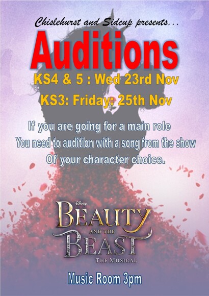 Beauty and beast audition poster